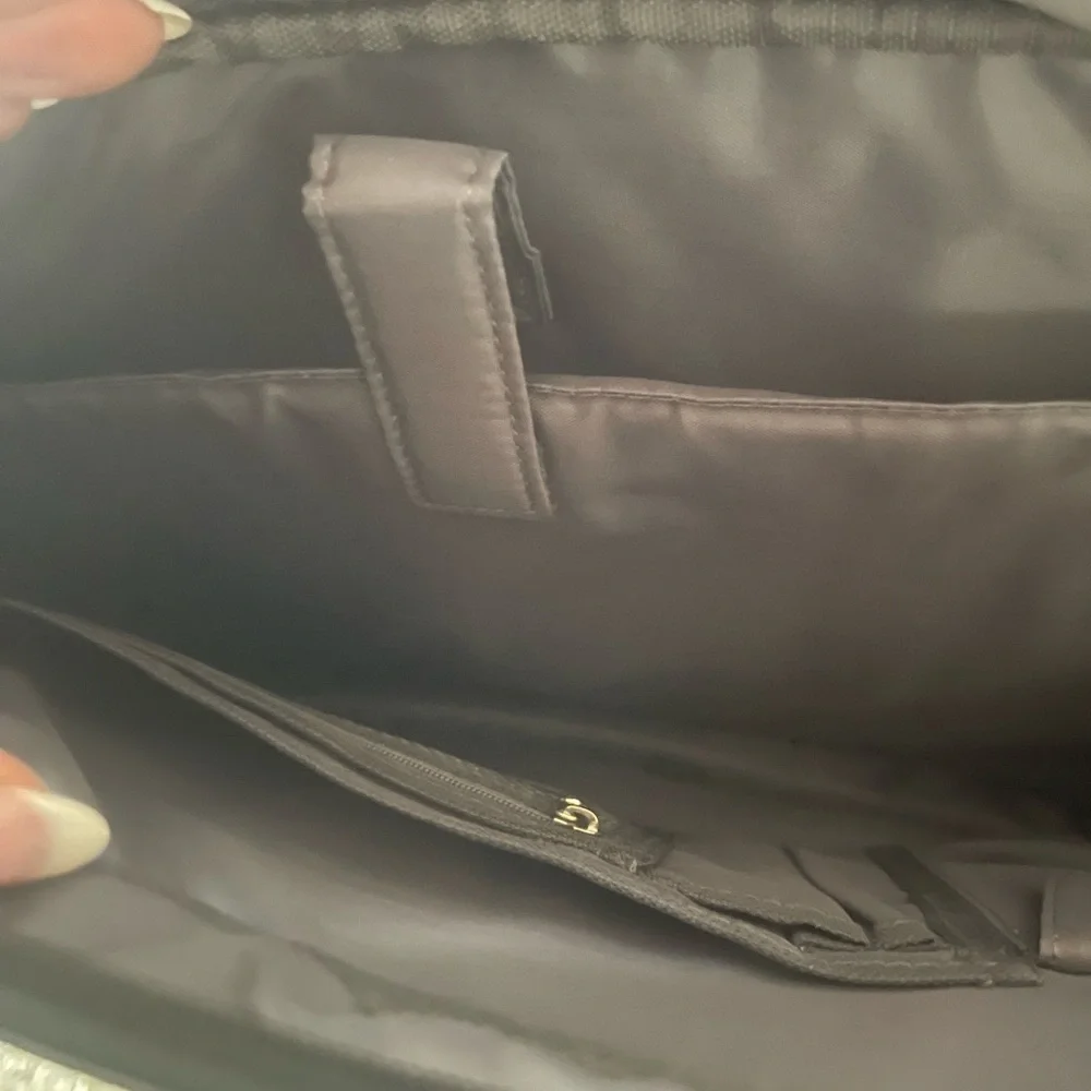Black Croc-Texture Laptop Tote Bag -